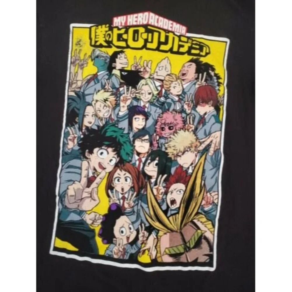 My Hero Shirt Men Medium Anime Academia Crew Neck Black Graphic Short Sleeve